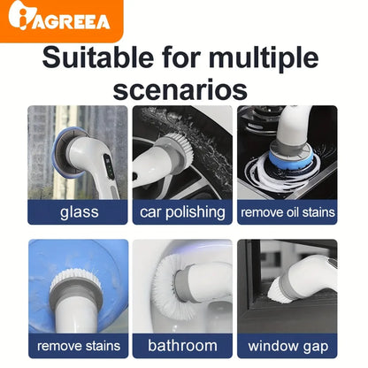 9-in-1 Electric Spin Scrubber Cordless Rechargeable with 9 Heads, Multipurpose Brush for Bathroom Kitchen Tile Floor Shower