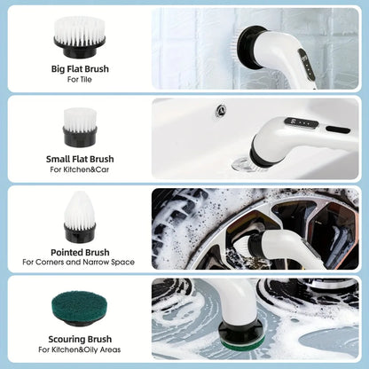 9-in-1 Electric Spin Scrubber Cordless Rechargeable with 9 Heads, Multipurpose Brush for Bathroom Kitchen Tile Floor Shower